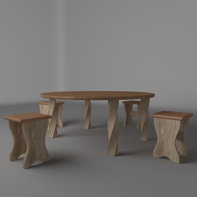 dinner table Model 3D .c4d .max .obj .3ds .fbx .stl .blend 