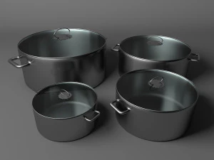 set of sausepans 3D Model