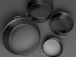 set of sausepans 3D 模型