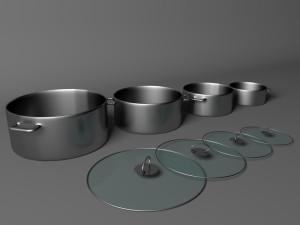 set of sausepans 3D 模型