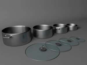 set of sausepans 3D Model
