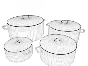 set of sausepans 3D Model