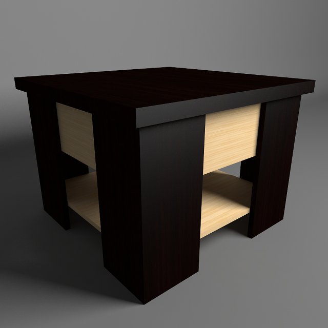 coffee table with shelf 3D Модель .c4d .max .obj .3ds .fbx .stl .blend 