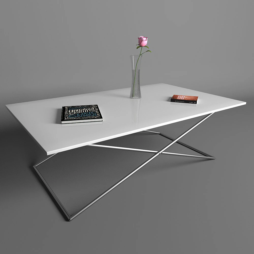table with metal legs 3D Model .c4d .max .obj .3ds .fbx .stl .blend 