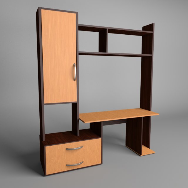 computer desk with wardrobe Modello 3D .c4d .max .obj .3ds .fbx .stl .blend 