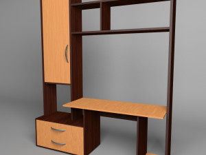 computer desk with wardrobe Modello 3D