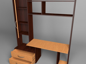 computer desk with wardrobe Modello 3D