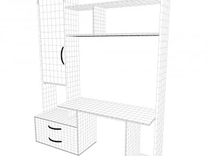 computer desk with wardrobe 3D Model