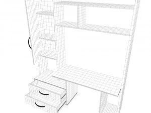 computer desk with wardrobe 3D Model