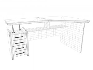 corner computer desk 3D मॉडल