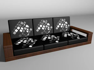 sofa on a wooden base 3D Model