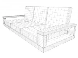 sofa on a wooden base 3D Model