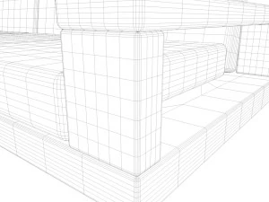 sofa on a wooden base 3D Model