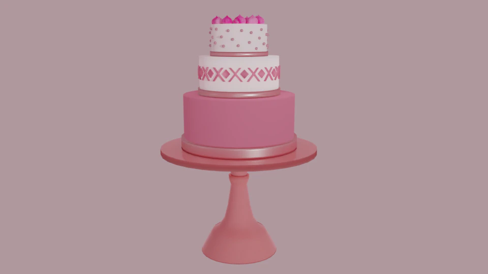 cake with cake stand 3D Model .c4d .max .obj .3ds .fbx .stl .blend 