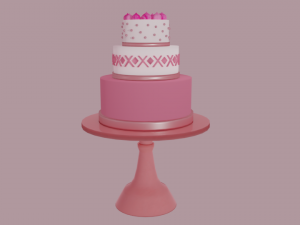 cake with cake stand 3D Model