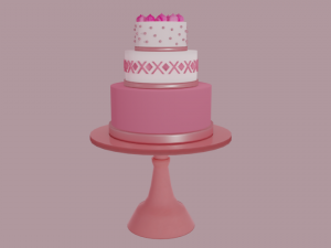 cake with cake stand Modelo 3D