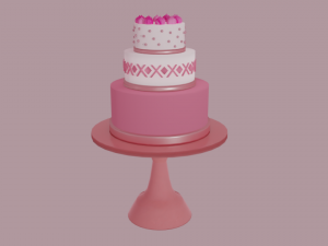 cake with cake stand Modello 3D