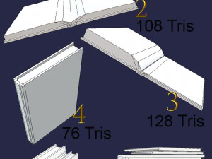low poly books collection 3D Model