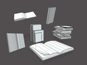 low poly books collection 3D Model