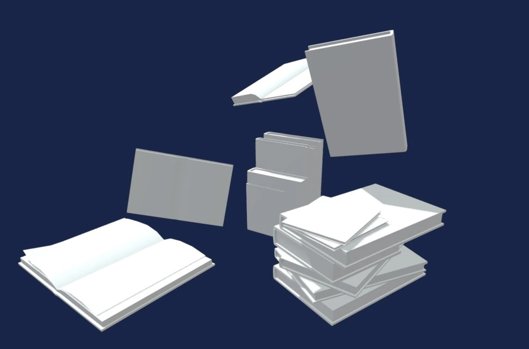 low poly books collection 3D Model .c4d .max .obj .3ds .fbx .stl .blend