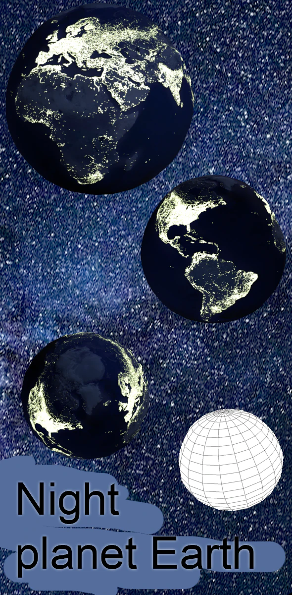 night planet earth 3D Model .c4d .max .obj .3ds .fbx .stl .blend