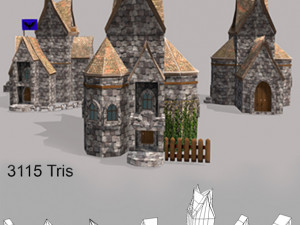 low poly medieval houses 3D Модель