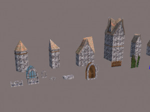 low poly medieval houses 3D Model