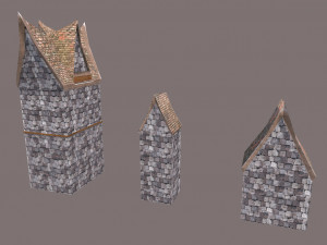 low poly medieval houses 3D Model