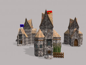 low poly medieval houses 3D Model