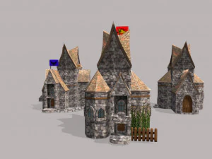 d&uuml;ş&uuml;k poli orta&ccedil;ağ evleri 3D Model