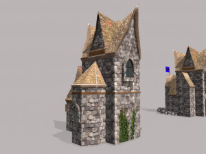 low poly medieval houses 3D Model