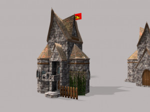 low poly medieval houses 3D Model