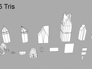 low poly medieval houses 3D Model
