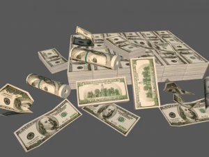 низький полі пакунок грошей 3D Модель