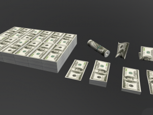 low poly money pack Model 3D