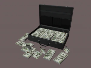 валіза з грошима low-poly 3D Модель