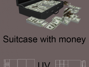 suitcase with money low-poly 3D Modell