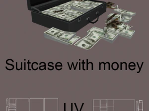 suitcase with money low-poly 3D Model