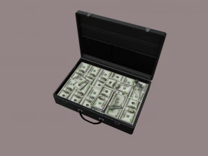 suitcase with money low-poly 3D Model