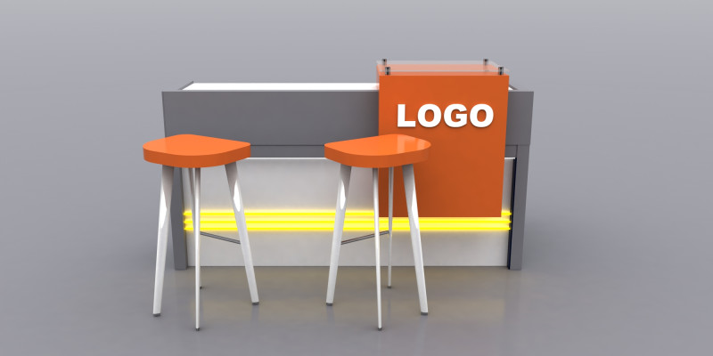 Reception Counter Design 3D Model .c4d .max .obj .3ds .fbx .stl .blend 