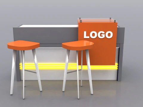Reception Counter Design 3D Model