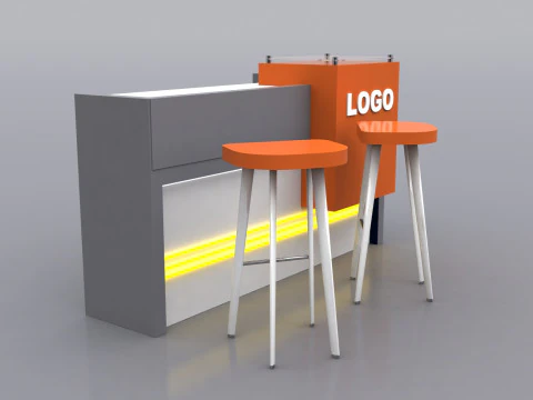 Reception Counter Design 3D Model
