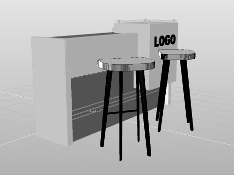 Reception Counter Design 3D Model
