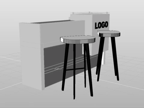 Reception Counter Design 3D Model