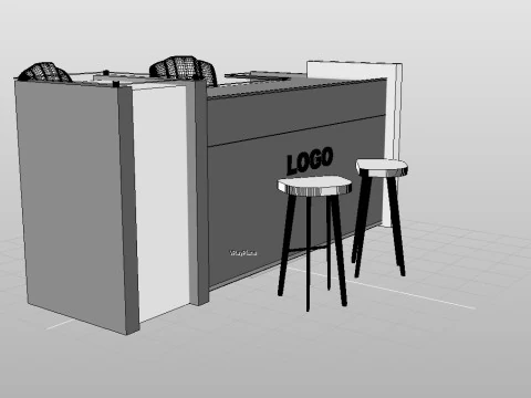 Reception Counter Design 3D Model