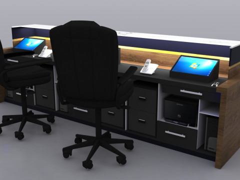 Reception Counter Design 3D Model