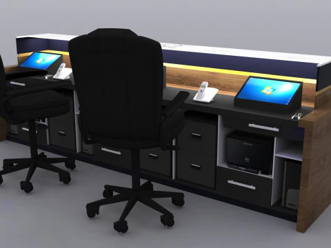 Reception Counter Design 3D Model