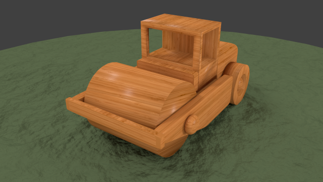 wooden road roller toy 3D मॉडल .c4d .max .obj .3ds .fbx .stl .blend 