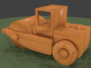 wooden road roller toy 3D Model