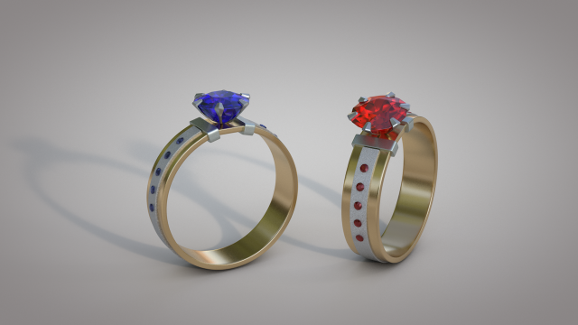 rings with diamonds 3D Модель .c4d .max .obj .3ds .fbx .stl .blend